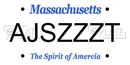 AJSZZZT Massachusetts License Plate