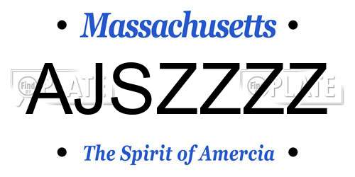 AJSZZZZ Massachusetts License Plate