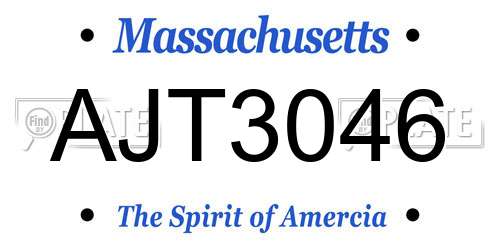 AJT3046 Massachusetts License Plate