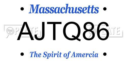 AJTQ86 Massachusetts License Plate