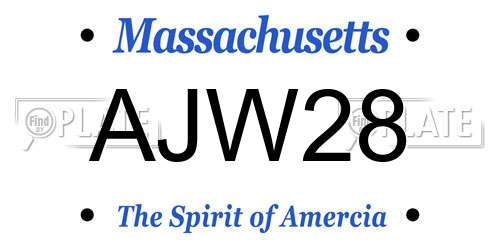 AJW28 Massachusetts License Plate