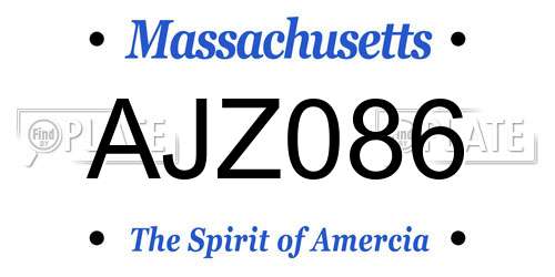 AJZ086 Massachusetts License Plate