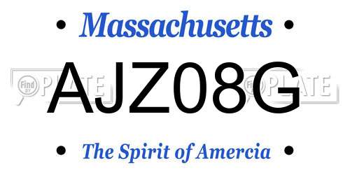 AJZ08G Massachusetts License Plate