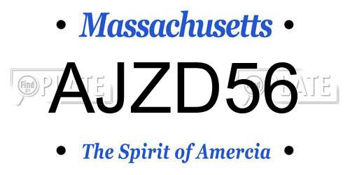 AJZD56 Massachusetts License Plate