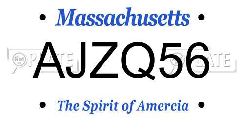 AJZQ56 Massachusetts License Plate