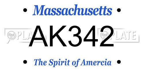 AK342 Massachusetts License Plate