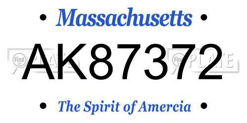 AK87372 Massachusetts License Plate