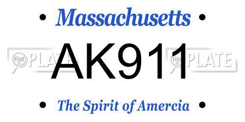 AK911 Massachusetts License Plate
