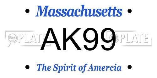 AK99 Massachusetts License Plate