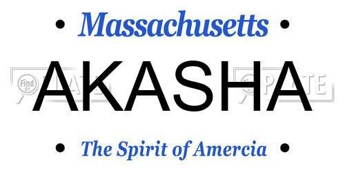 AKASHA Massachusetts License Plate
