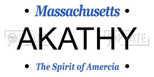AKATHY Massachusetts License Plate