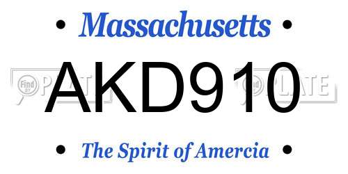 AKD910 Massachusetts License Plate