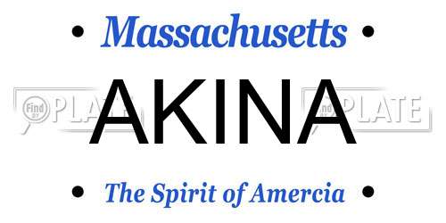 AKINA Massachusetts License Plate