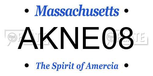 AKNE08 Massachusetts License Plate
