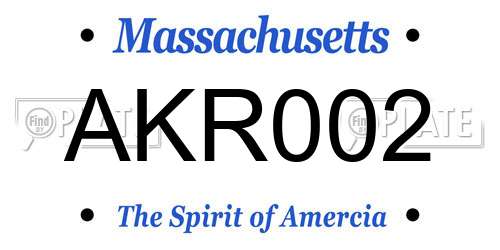 AKR002 Massachusetts License Plate