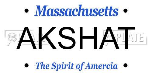 AKSHAT Massachusetts License Plate