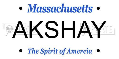 AKSHAY Massachusetts License Plate