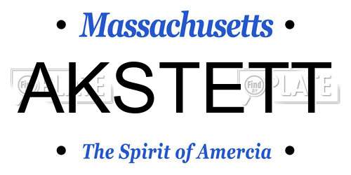 AKSTETT Massachusetts License Plate