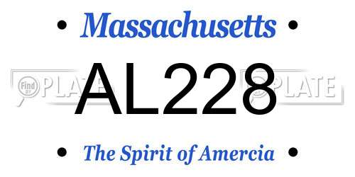 AL228 Massachusetts License Plate