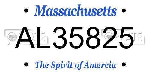 AL35825 Massachusetts License Plate