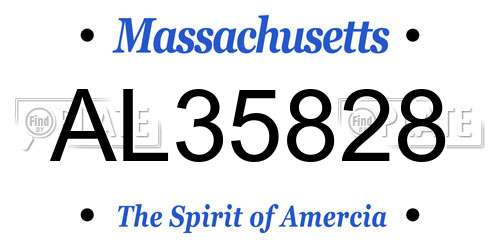 AL35828 Massachusetts License Plate