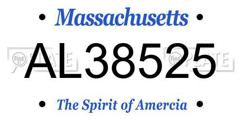 AL38525 Massachusetts License Plate