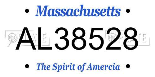 AL38528 Massachusetts License Plate