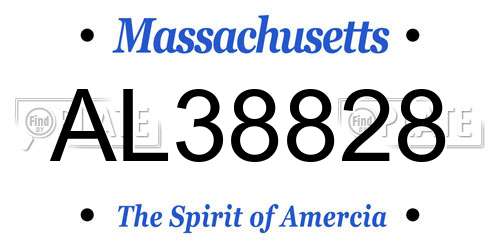 AL38828 Massachusetts License Plate