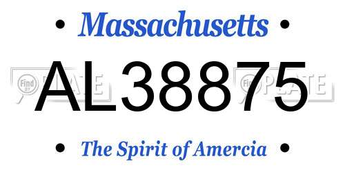 AL38875 Massachusetts License Plate