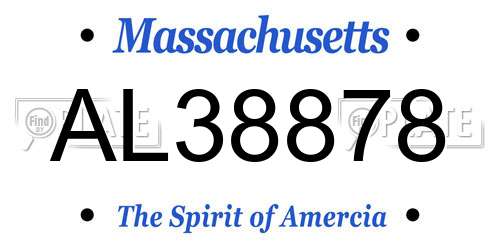 AL38878 Massachusetts License Plate