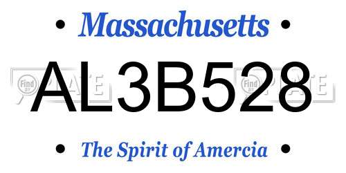 AL3B528 Massachusetts License Plate