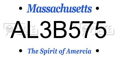 AL3B575 Massachusetts License Plate