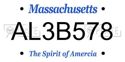 AL3B578 Massachusetts License Plate