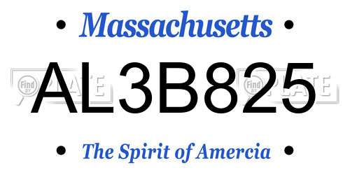 AL3B825 Massachusetts License Plate