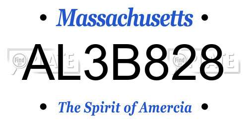 AL3B828 Massachusetts License Plate