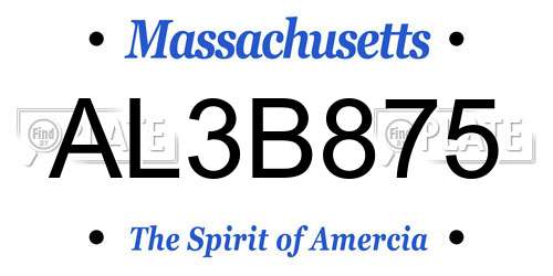 AL3B875 Massachusetts License Plate