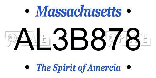AL3B878 Massachusetts License Plate