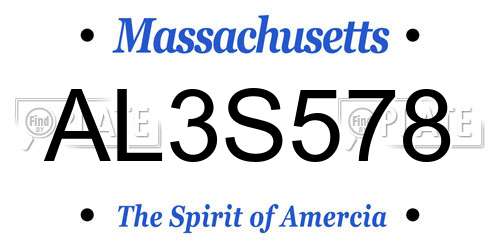 AL3S578 Massachusetts License Plate