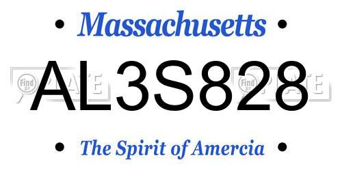 AL3S828 Massachusetts License Plate