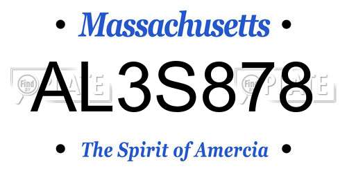 AL3S878 Massachusetts License Plate