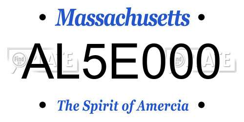 AL5E000 Massachusetts License Plate