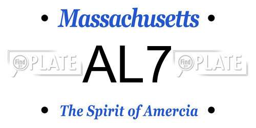 AL7 Massachusetts License Plate