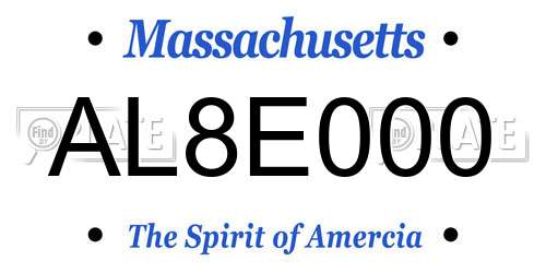 AL8E000 Massachusetts License Plate