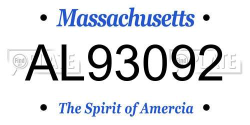 AL93092 Massachusetts License Plate