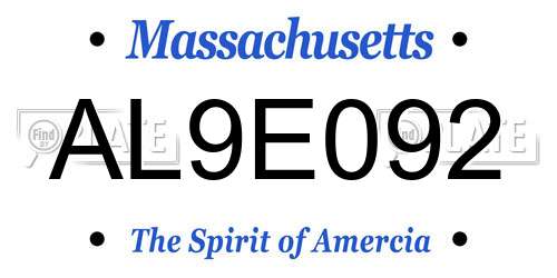 AL9E092 Massachusetts License Plate