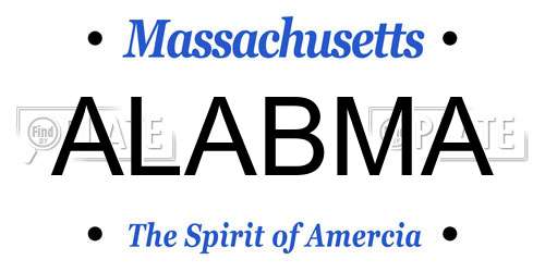 ALABMA Massachusetts License Plate
