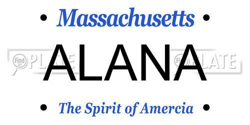 ALANA Massachusetts License Plate