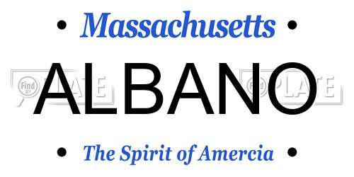 ALBANO Massachusetts License Plate