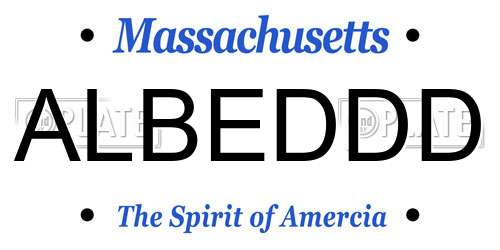 ALBEDDD Massachusetts License Plate
