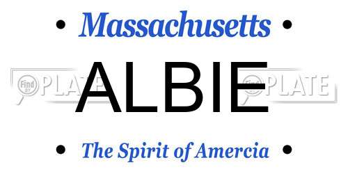 ALBIE Massachusetts License Plate